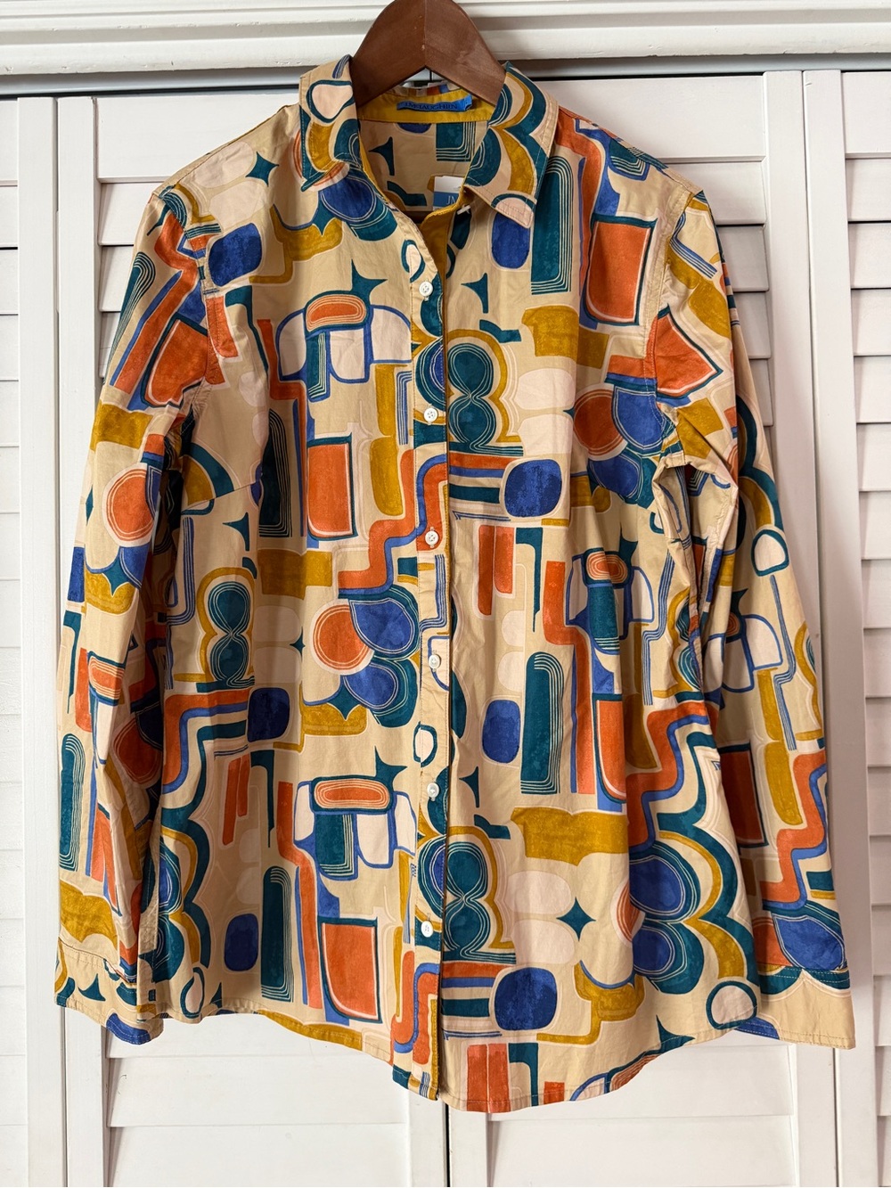 NWT J.McLaughlin Abstract Geo Print Button Up Shirt Multicolor - Size L